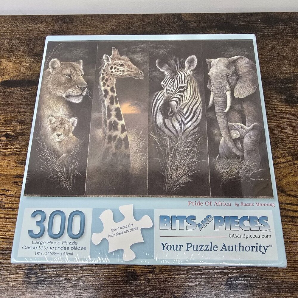 NEW SEALED Bits And Pieces Pride of Africa 300 Large Piece Jigsaw Puzzle Manning